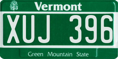 VT license plate XUJ396