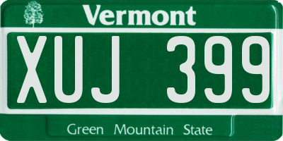 VT license plate XUJ399
