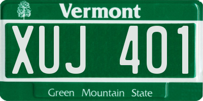 VT license plate XUJ401