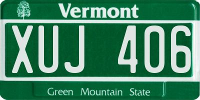 VT license plate XUJ406