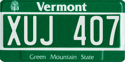 VT license plate XUJ407