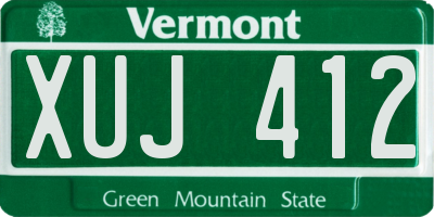VT license plate XUJ412