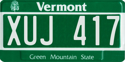 VT license plate XUJ417