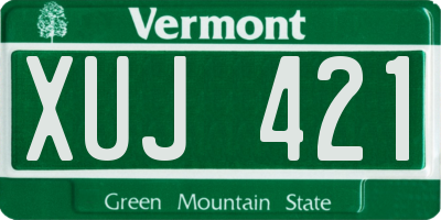 VT license plate XUJ421