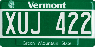 VT license plate XUJ422