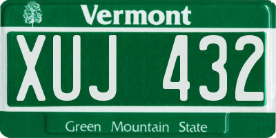 VT license plate XUJ432