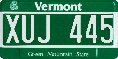 VT license plate XUJ445