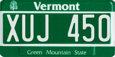 VT license plate XUJ450
