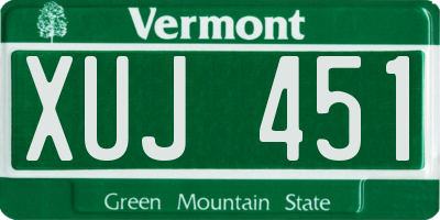 VT license plate XUJ451