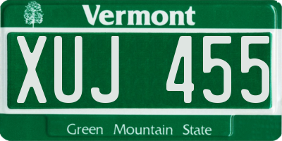 VT license plate XUJ455