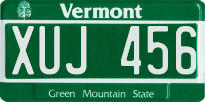 VT license plate XUJ456