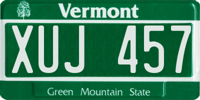 VT license plate XUJ457