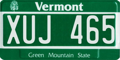VT license plate XUJ465