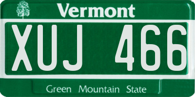 VT license plate XUJ466