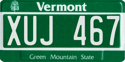 VT license plate XUJ467