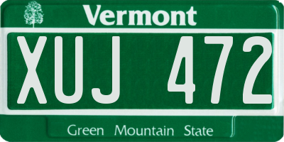 VT license plate XUJ472