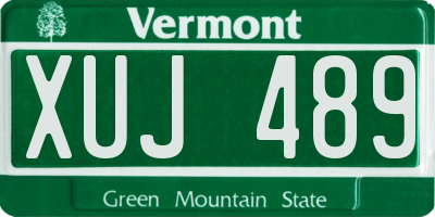 VT license plate XUJ489