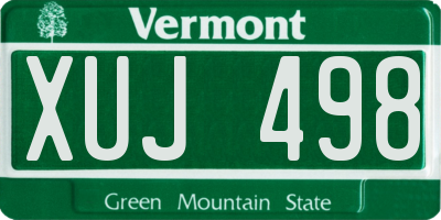 VT license plate XUJ498