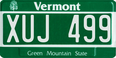 VT license plate XUJ499