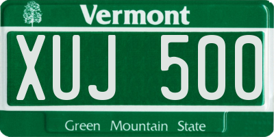 VT license plate XUJ500