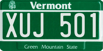 VT license plate XUJ501