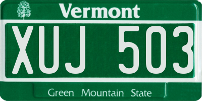 VT license plate XUJ503