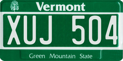 VT license plate XUJ504