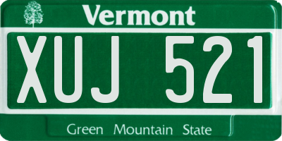 VT license plate XUJ521