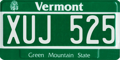 VT license plate XUJ525