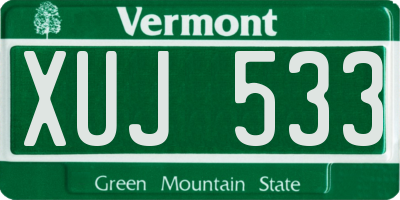 VT license plate XUJ533