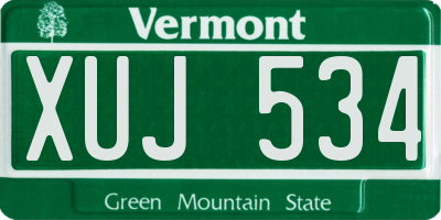 VT license plate XUJ534