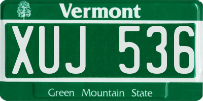 VT license plate XUJ536