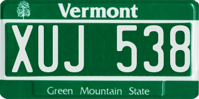VT license plate XUJ538