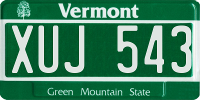 VT license plate XUJ543