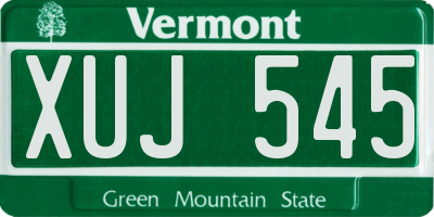 VT license plate XUJ545