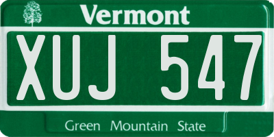 VT license plate XUJ547