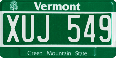 VT license plate XUJ549
