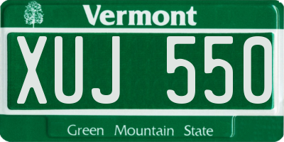VT license plate XUJ550