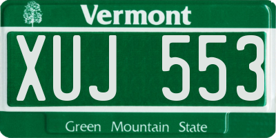 VT license plate XUJ553