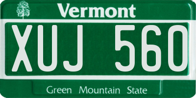 VT license plate XUJ560