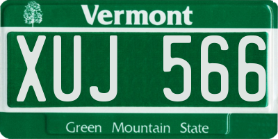 VT license plate XUJ566