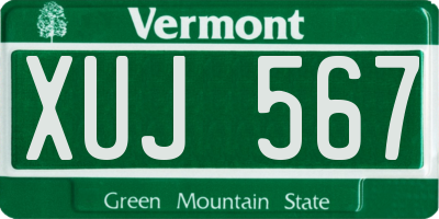 VT license plate XUJ567