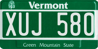 VT license plate XUJ580