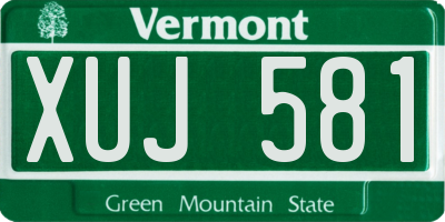 VT license plate XUJ581