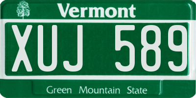 VT license plate XUJ589