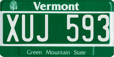 VT license plate XUJ593