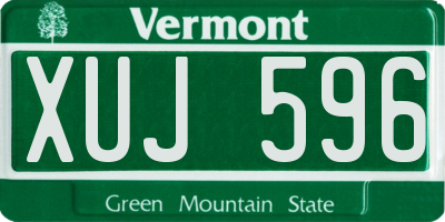 VT license plate XUJ596