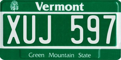 VT license plate XUJ597