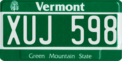 VT license plate XUJ598