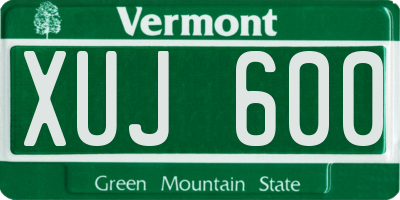 VT license plate XUJ600